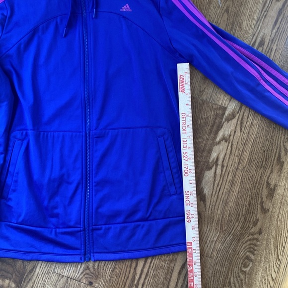 Vintage Adidas track suit top blue and purple three stripes workout layering - Picture 8 of 12